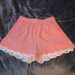 pink lace flowy shorts
